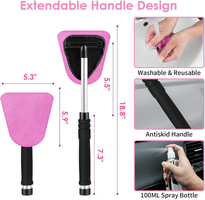 17pcs Car Cleaning Kit, Pink Car Interior Detailing Kit with High Power Handheld Vacuum, Detailing Brush - photo 4