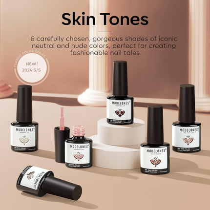 modelones Nude Gel Nail Polish Set -6 Colors Neutral Milky White Pink Brown Gel Polish Kit Skin Tones Soak Off Nail Kit Manicure DIY at Home Nail Art Salon Gift