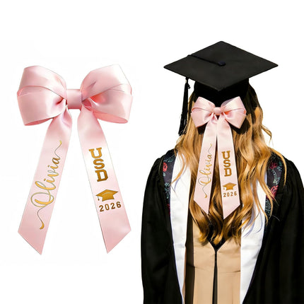 Personalized Graduation Cap Bow Class of 2026 Custom Name Hair Accessory with Hair Clip for Cap Decorations Personalized 2026 for Photo-Op Decoration University Gifts for Girls