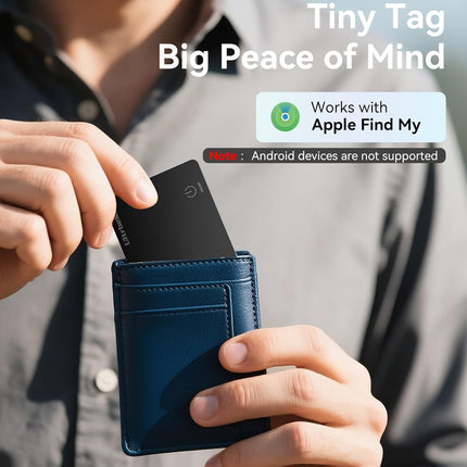Ultrbeka Ultra-Thin Wallet Tracker Card, Rechargeable 0.094in IP68 Waterproof Bluetooth Tracker for Wallets, Passport, Work with Apple Find My, Card Locator [Apple MFi Certified] iOS Only
