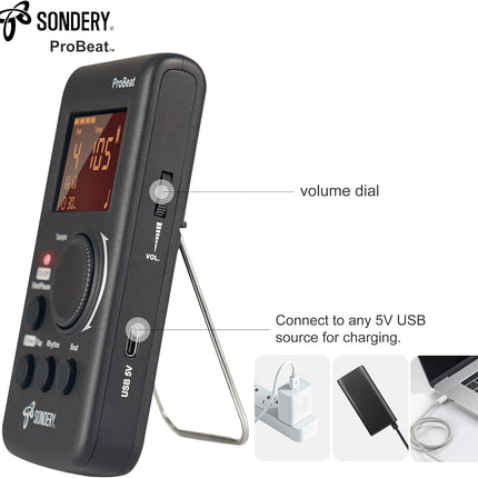 Sondery Digital Metronome Rechargeable English Vocal Counting with Timer Function for Piano Guitar Drum and All Instruments