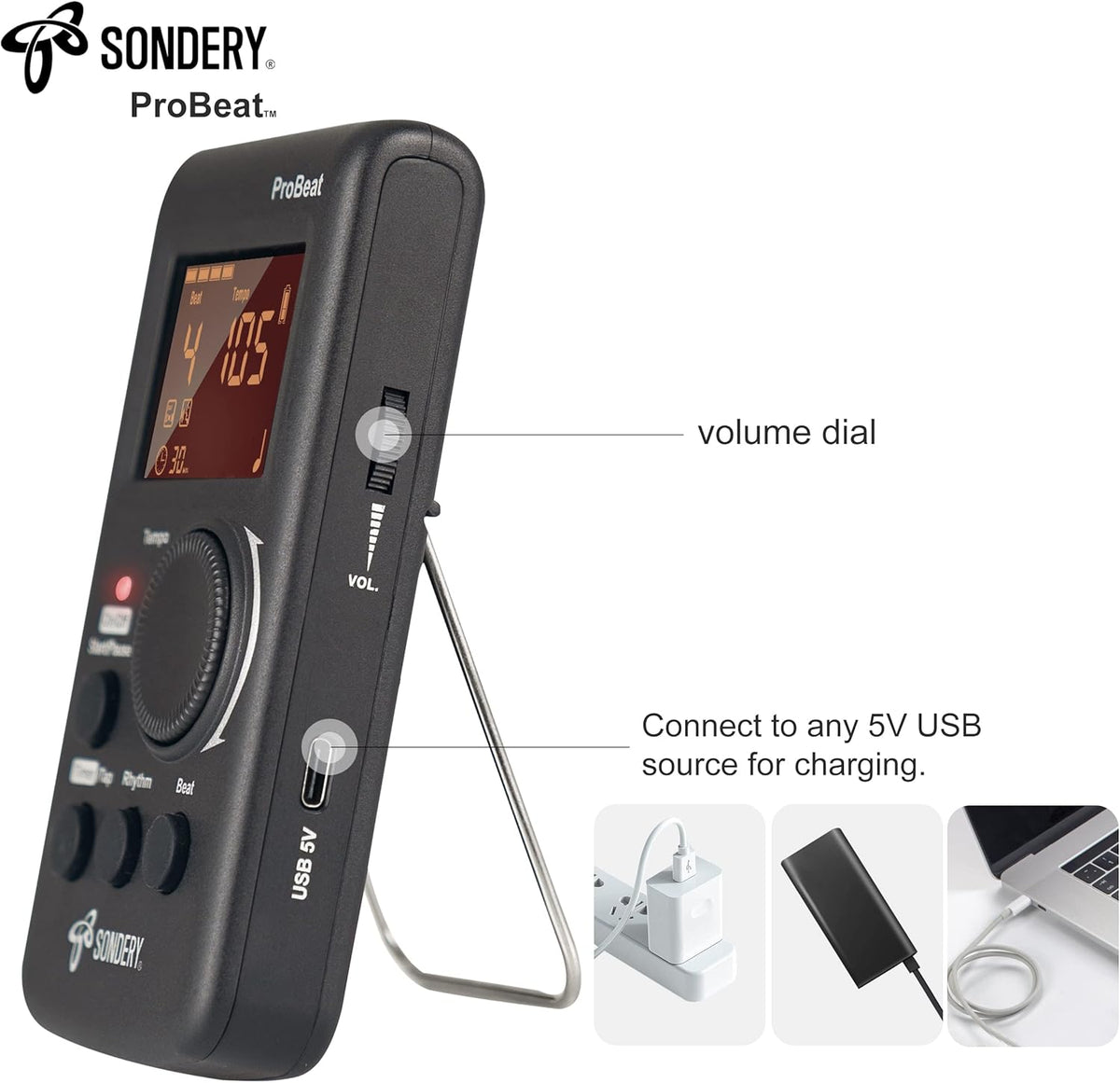 Digital Metronome Rechargeable English Vocal Counting with Timer Function for Piano Guitar Drum and All - photo 4