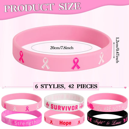 42pcs Breast Cancer Awareness Accessories Silicone Bracelets