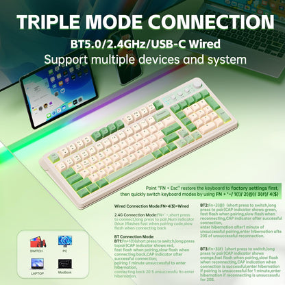 Green Tri-Mode Wireless Gaming Keyboard with Number Pad - photo 3
