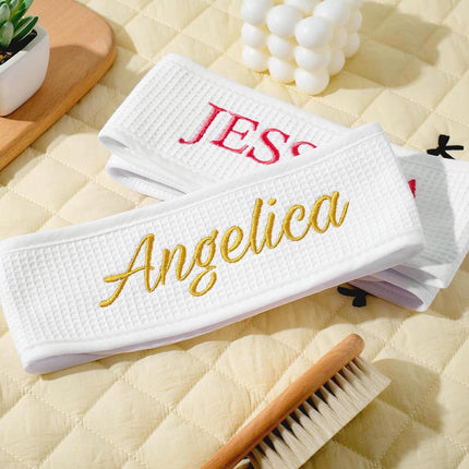 Personalized Spa Headband for Women, Custom Embroidered Name Facial Headband, Adjustable Terry Cloth Face Wash Makeup Head Wrap, Skincare Shower Gift