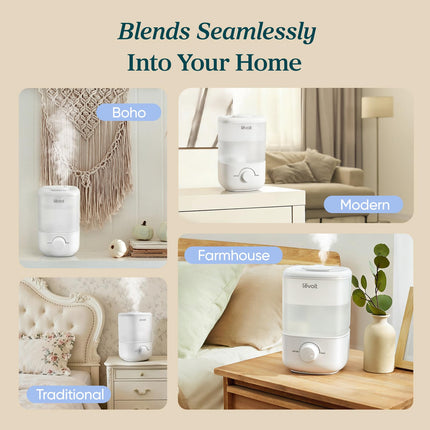 Top Fill Humidifiers for Bedroom, 2.5L Tank for Large Room, 25dB