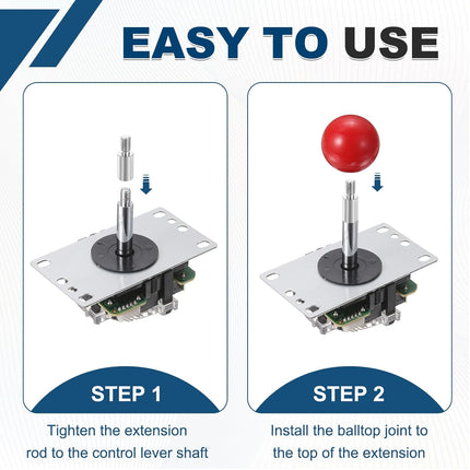 PATIKIL 6 Set Arcade Game Joystick Extender(9mm) - Arcade Joystick Shaft Extender Game Controller Rod Screw with Dust Cover Washer for Classic Fighting Machine, Silver