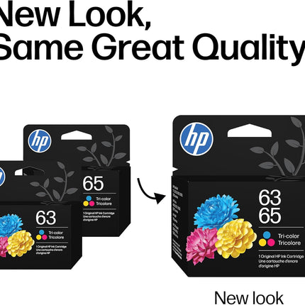 HP 63 65 Tri-Color Ink Cartridge | Works AMP; DeskJet 1100, 2100, 2600, 3600; Envy 4500, 5000; OfficeJet 3800, 4600, 5200 Series | B7RT2AN
