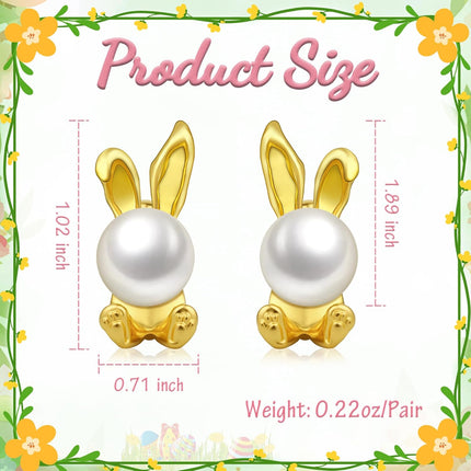 Trinckle Pearl Earrings for Women, Gold Pearl Drop Earrings for Grils Boho Silver Dangle Earring, White Bridal Dangling Bow Earings for Wedding or Mothers Day Jewelry, Ball Prom Bridesmaid Accessories