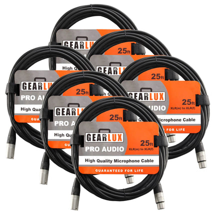 XLR Microphone Cable, Fully Balanced, Male to Female, 25 Feet - 2 Pack