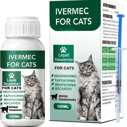 Cat Dewormer Liquid,Dewormer for Cats Broad Spectrum for Tapeworms, Roundworms & Hookworms, Promotes Digestive Comfort & Daily Balance