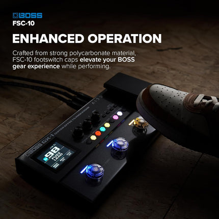 BOSS FSC-10 | Footswitch Caps | 10 Pieces | Transparent & Rugged Design | Enhances LED Visibility | Easy Installation & Removal | Compatible with Select BOSS Multi-FX, Pedals, Switchers & More