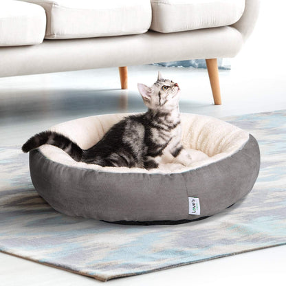 Round Donut Cat and Small Dog Cushion Bed, 20 in, Gray - photo 2