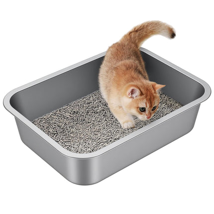 Stainless Steel High Sided Cat Litter Box