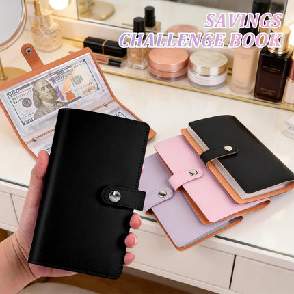 100 Envelopes Money Saving Challenge, Money Saving Binder, Budget Planner and Monthly Organizer for Cash, Envelope Savings Challenge Book, Reach Your Savings Goals of $5,050 (Black)