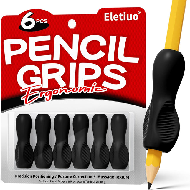 6 Pack Ergonomic Pencil Grips,Triangular Design with Finger Grooves