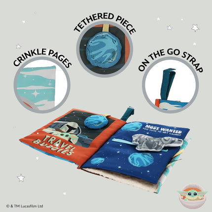 Kids Preferred Star Wars: THE Mandalorian Grogu Deluxe Soft Book - with Crinkle Pages, Teether, On-the-Go Clip, Sensory Textures, Ages 0+