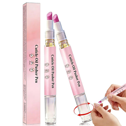 2-in-1 Ceramic Cuticle Pusher & Oil Pen, Cuticle Oil Pusher Pen - Cuticle Remover Nail Care Oil Pen for Dry & Damaged Nails, Moisturize Strengthen Brighten, ravel Size, 2 Packs