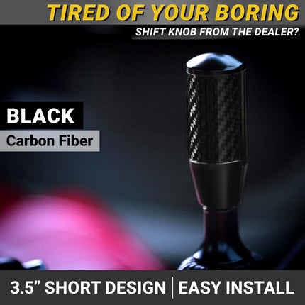 Premium Black Carbon Fiber Shift Knob - 4 Metal Threaded Adapters, 4 5 6 Speed Manual & Buttonless Automatic Transmission Car, Weighted Gear Stick Shifter Knobs (M8, M10x1.25/1.5, M12x1.25), JDM Style