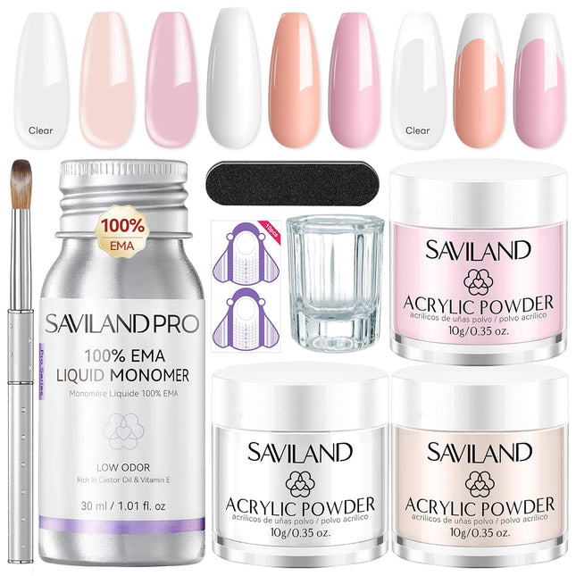 Acrylic Nail Kit for Beginners: Clear Pink Nude Acrylic Powder