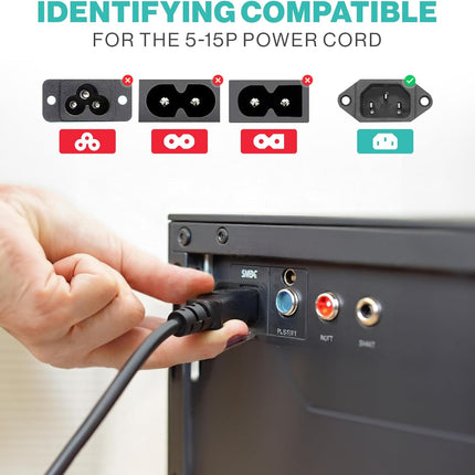 Standard 3ft 10 Amps 125 Volts Black 3 Prong AC Power Cord Cable for Electronics, TV, Computer, Printer, Radio, Monitor, Laptop, Samsung, Dell, Vizio, LG, Asus, and More