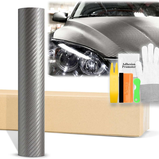 36"x60" (3FTx5FT) Gray 3D Carbon Fiber Textured Matte Flat Vinyl