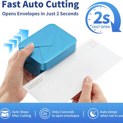 Rechargeable Electric Letter Opener Mail Opener Letter Openers Envelope Slitter Automatic Letter Opener Portable & Safe Blade Design, Universal Envelope Efficient Tool for Office Home (Blue)