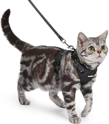Cat Harness and Leash, Escape Proof Vest with 3 Adjustable Buckles, Soft Comfortable Kitten Harness, Easy to Wear
