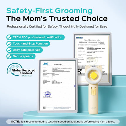 Baby Nail File, Baby Nail Trimmer Electric, Baby Nail Clipper - Gentle, Quiet with 360° Light, Safe for Sleep Time Grinding, 16-in-1 Kit for Newborn, Infant & Toddler, Lemon Yellow