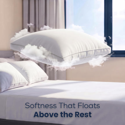 Almohada de cama con gusset, almohadas de hotel tamaño Queen, set de 2, blancas