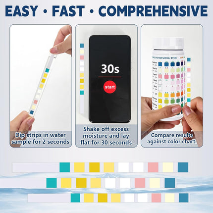 9 in 1 Aquarium Test Strips, 100 Count, Fish Tank Water Test Kit for Freshwater & Saltwater, Tests Nitrate, Nitrite, pH, KH, Total Alkalinity, Hardness, Free Chlorine, Copper & Phosphate