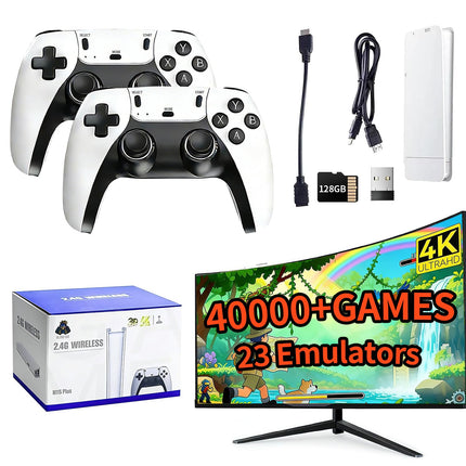 2026 New Retro Gaming Console, Retro Gaming Stick with 40,000+ Classic Game and 23 Game Emulators, Plug & Play 4K HDMI Output Game Console Stick with Dual 2.4G Controllers (128GB) for Christmas gifts