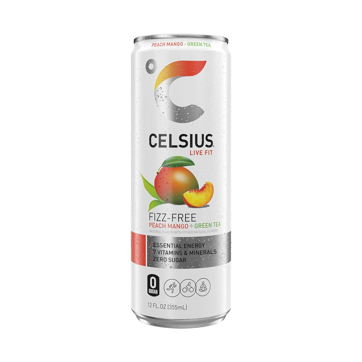 Fizz Free Peach Mango Green Tea Sugar Free Energy Drink, 12 Fl Oz, Pack of 12 - photo 5