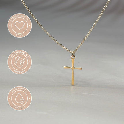 Annika Bella Cross Necklace for Women, 16-18 Inches Silver/Gold Chain, Women's Small Simple Cross Necklaces Religious Charm Jewelry, Faith Gift for Her