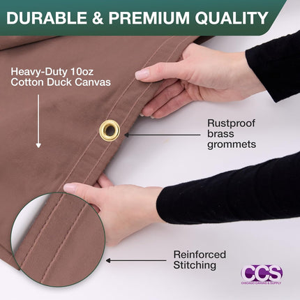 CCS Waterproof Canvas Tarp Cover – Heavy Duty Duck Cloth, Waxed Canvas Tarpaulin with Rustproof Brass Grommets for Camping, Construction, Equipment & Outdoor Use (Brown, 8x10 Ft)