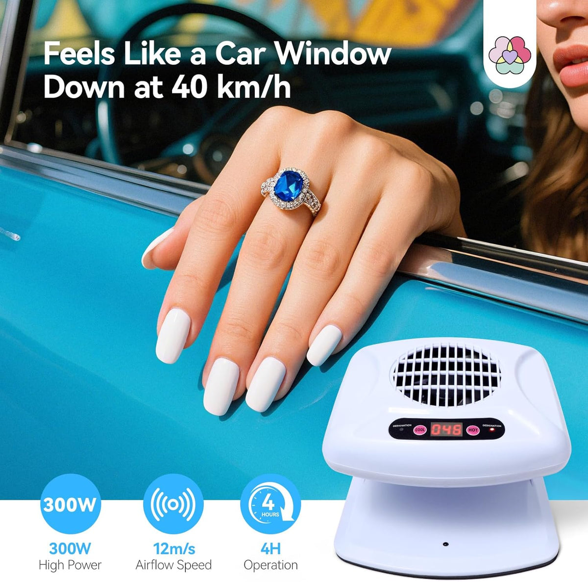 300W Faster Nail Dryer: 5X Strong Air Quick Dry for Gel Regular Polish, Smart Sensor Nail Polish Dryer - photo 3
