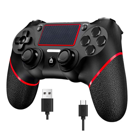 Wireless Controller for Ps4 Controller Compatible with PS4/Slim/Pro/Windows PC,with Touchpad/Vibration/Built-in Speaker&3.5mm Headphone Jack/Six-axis Motion Control/USB-C Charging Cable,Black Red