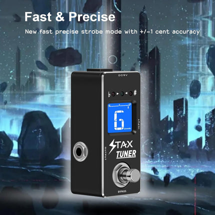 Stax Tuner Pedal Professional Chromatic Guitar Tuner Pedal with Pitch Indicator for Electric Guitar and Bass True Bypass