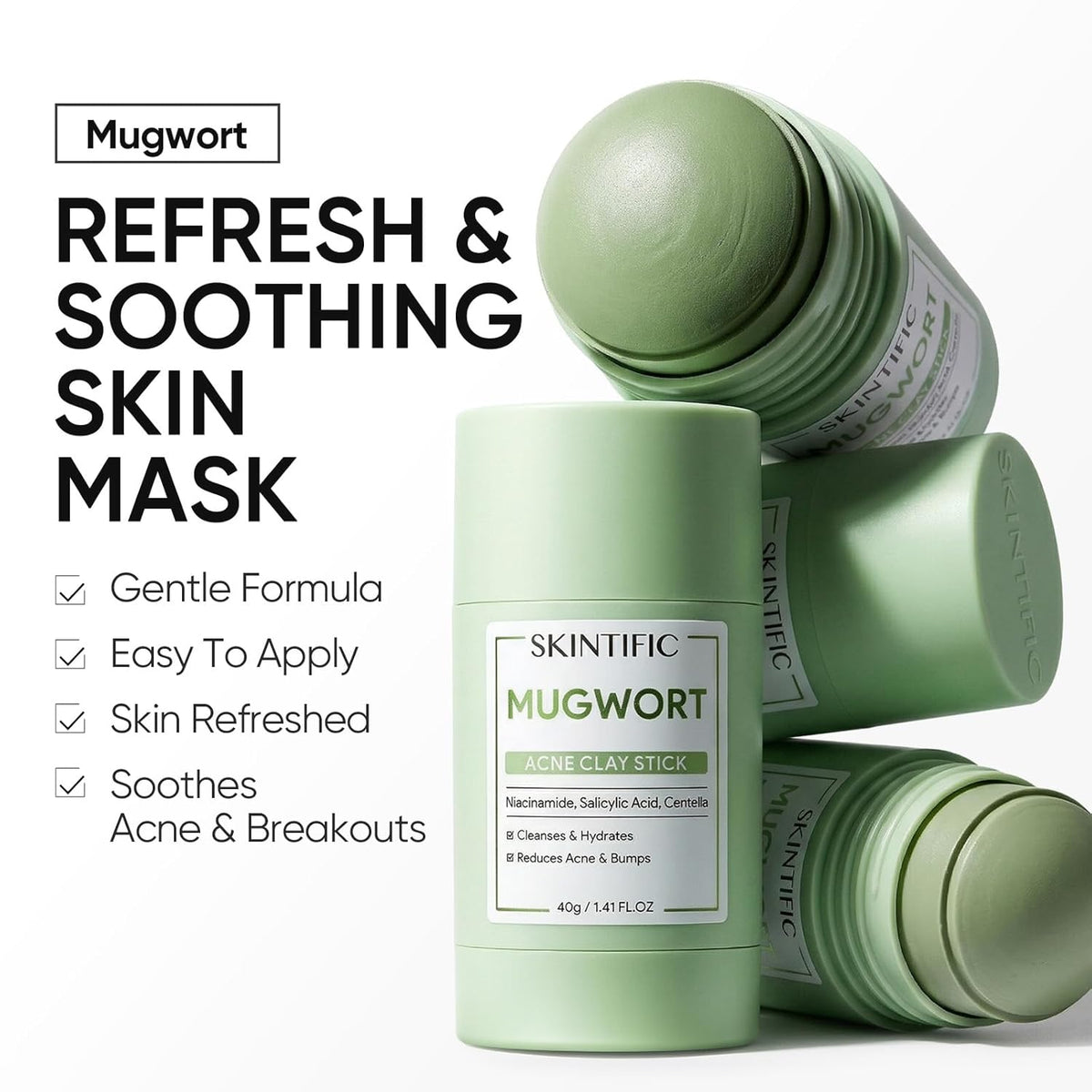 Mugwort Clay Stick Mask for Face, Redness Soothing & Breakout - photo 3