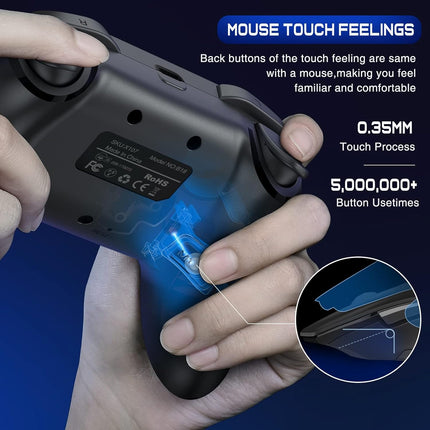 Wireless Switch Controller for Nintendo Switch/Switch 2/Lite/OLED Controller, Switch Controller with a Mouse Touch Feeling on Back Buttons, Extra Switch Pro Controller with Wake-up,Programmable, Turbo Function (Black)