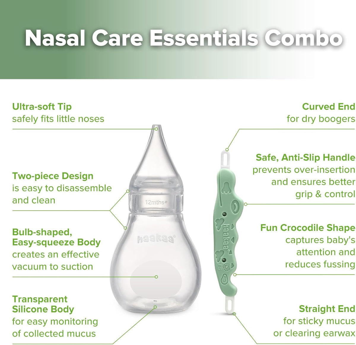Nasal Care Essentials Combo, Nasal Aspirator for Baby with Baby Nose Picker, Gentle Infant Ear & Nose - photo 5