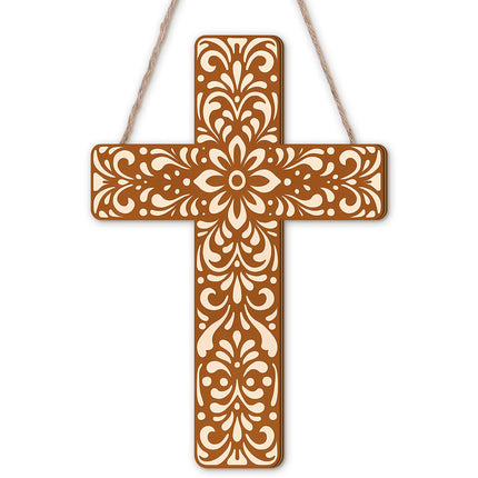 Floral Mexican Cross Wall Decor Day of The Dead Wall Art, 12x8.8in