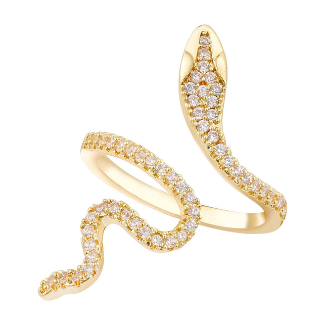 18K Snake Jewelry Rhinestone Snake Ring for Women