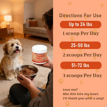 Lumiquor Turkey Tail for Dogs, Lumiqour Turkey Tail Mushroom Powder, Support Your Mature Dog’s Immunity, Gut, Skin, (1pcs)
