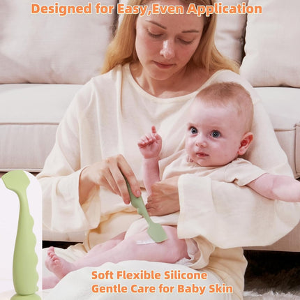 Diaper Cream Spatula 4 Pack,Soft Baby Butt Spatula baby diaper cream Applicator,Convenient Diaper Rash spatula,Silicone Butt Paste spatula Brush (2 Large 2 Small)