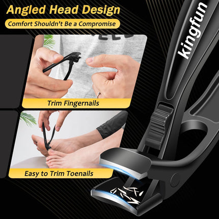 Toenail Clippers for Thick Toenails, Kingfun Ingrown Toe Nail Clippers for Thick Nails for Seniors, Heavy Duty Toe Nail Clippers for Men, Angled Head Large Toenail Clippers for Seniors 5Pcs