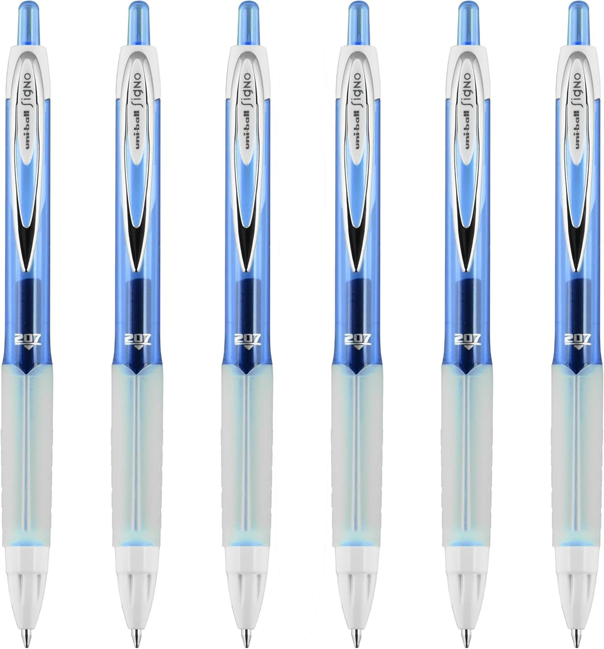 Fashion Retractable Gel Pen, Medium Point (0.7mm), Blue Ink, 6 Pens