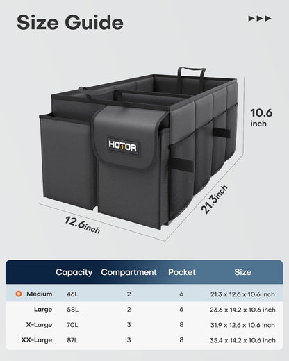 Foldable Black Trunk Organizer for SUVs & Sedans, 2 Compartments - photo 3