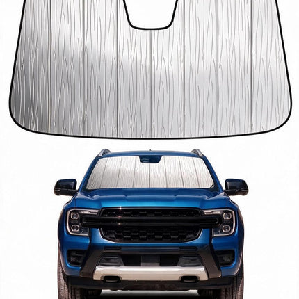 Windshield Sun Shade for Chevrolet Silverado/GMC Sierra 1500/2500HD/3500HD for 2019-2026, Foldable 3-Layer High Reflective Silver Sunshade, Blocks UV Rays & Reduces Cabin Heat