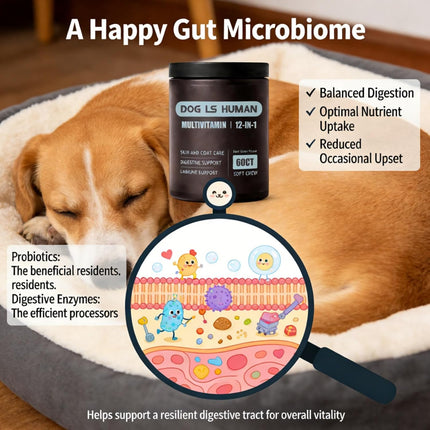 dog is human Multivitamin for Dogs-Healthy Skin & Coat, Aids Digestion & Boosts Immunity(60 Chews)